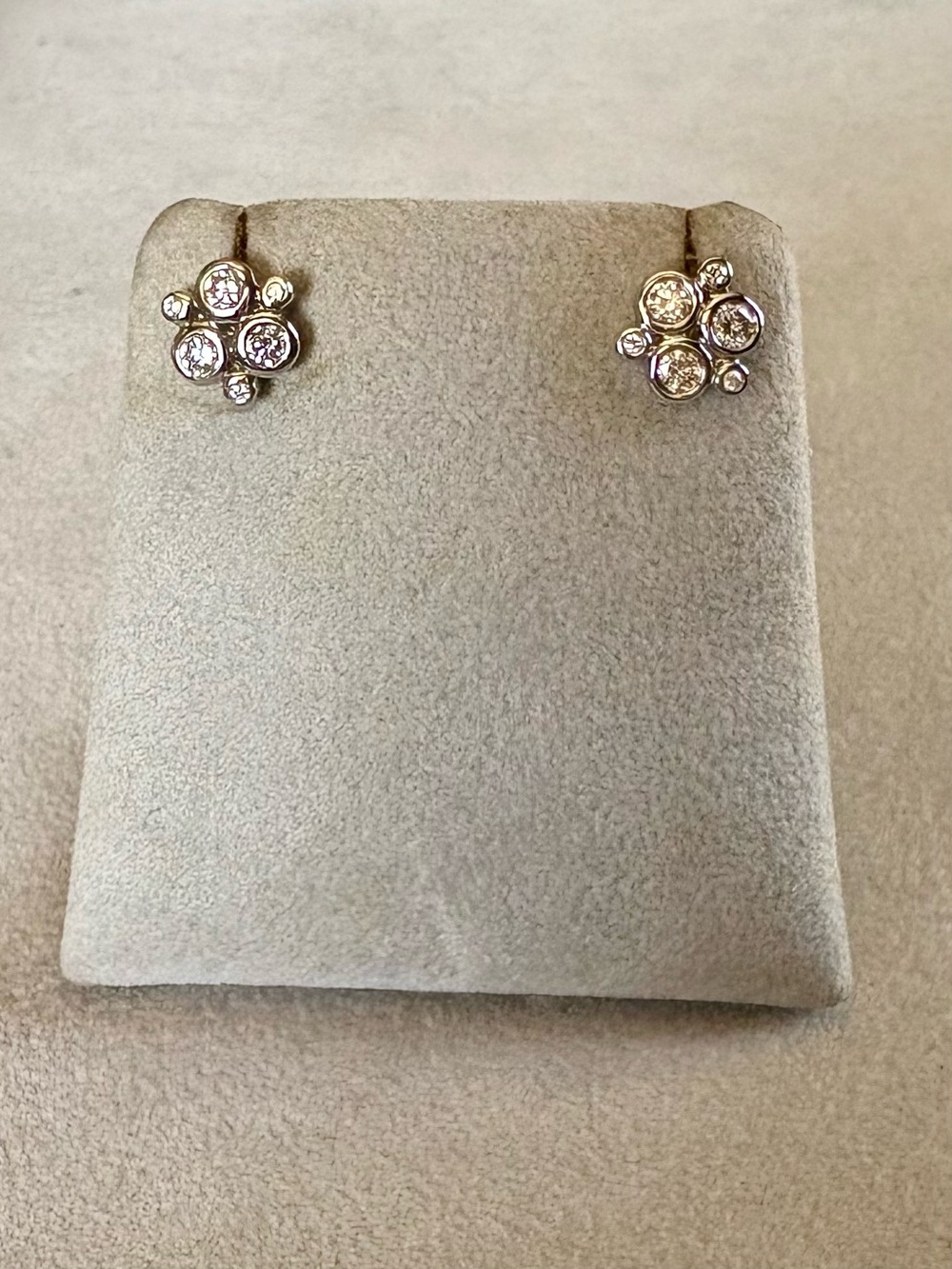 Temple St Clair 18K White Gold Diamond Cluster Stud Earrings
